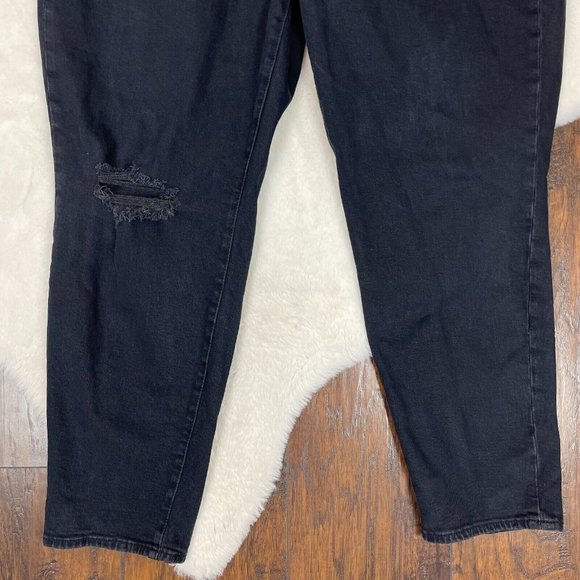 Old Navy Jeans 18 OG Straight Ripped Knee High-Rise Stretch Black Women's - Picture 6 of 14